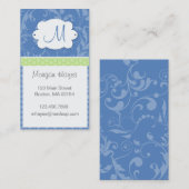 Visite Carte de profil de monogramme de damassé (Devant / Derrière)