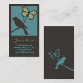 Visite Carte de profil de papillon d'oiseau (bleue) (Devant / Derrière)