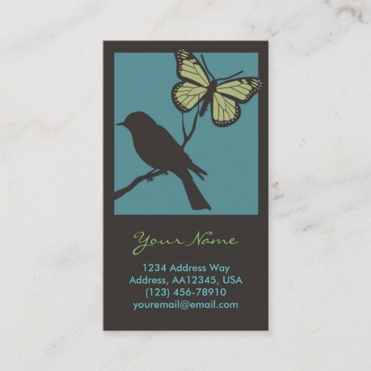Visite Carte de profil de papillon d'oiseau (bleue) (Devant)