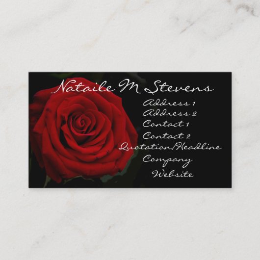 Visite Carte de profil de rose rouge (Devant)