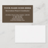 Visite Carte de profil du coordonnateur de projet de réno (Devant / Derrière)