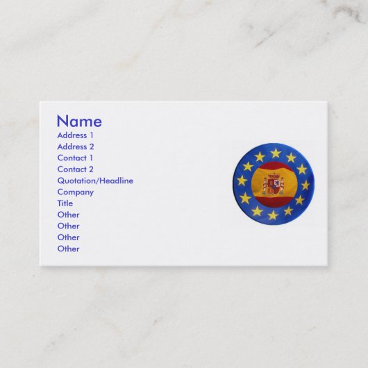 Visite Carte de profil Euro Espagne (Devant)