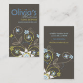 Visite Carte de profil Fleurs Florales Bleues Douces (Devant / Derrière)