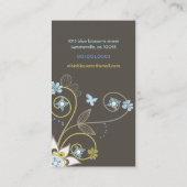 Visite Carte de profil Fleurs Florales Bleues Douces (Dos)