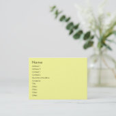 Visite Carte de profil jaune clair (Debout devant)