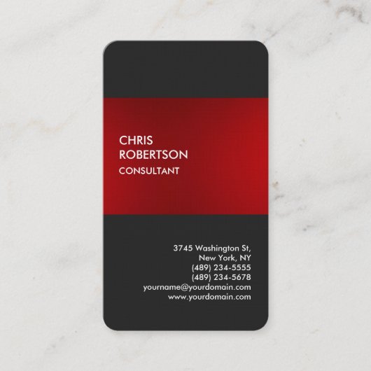 Visite Carte de profil Linen design Red Grey (Devant)
