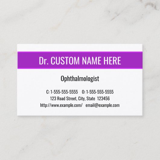 Visite Carte de profil Ophtalmologiste élégant (Devant)