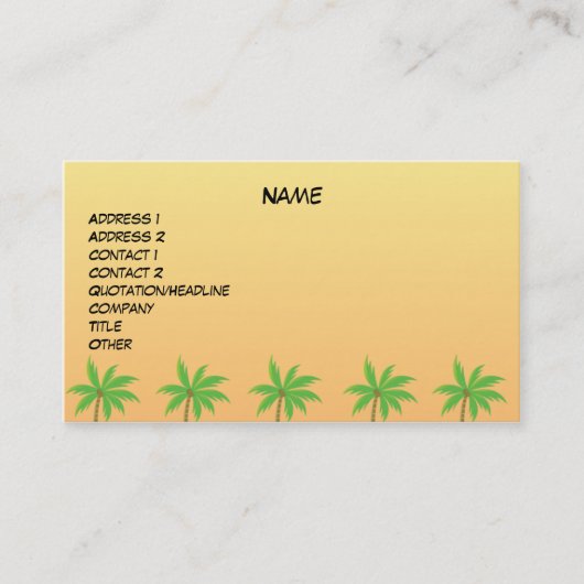 Visite Carte de profil photo Palm Tree (Devant)