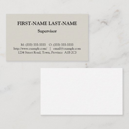 Visite Carte de profil professionnelle de base (Devant / Derrière)