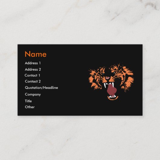 Visite Carte de profil professionnelle Tiger (Devant)