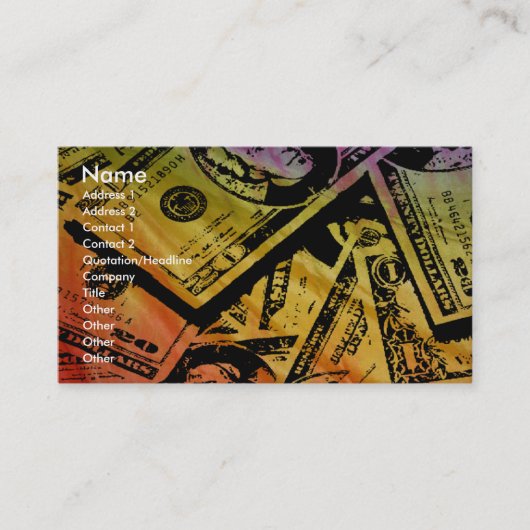 Visite Carte de profil Rainbow Money 2 (Devant)