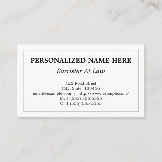 Visite Carte de profil Respectable Barrister At Law (Devant)