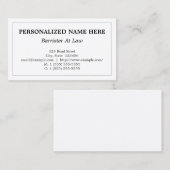 Visite Carte de profil Respectable Barrister At Law (Devant / Derrière)