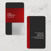 Visite Carte de profil rouge gris-rouge lin (Devant / Derrière)