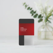 Visite Carte de profil rouge gris-rouge lin (Debout devant)