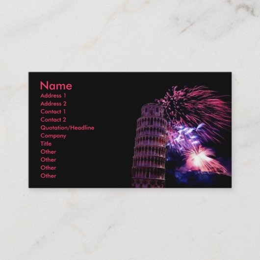 Visite Carte de profil Tour de Pise Fireworks (Devant)