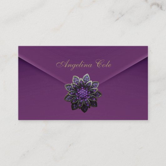 Visite Carte de profil Violet Mûre Velours Bijou (Devant)