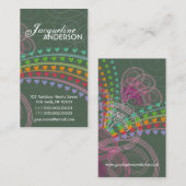 Visite Carte de profil Whimsical Rainbow Hearts Pink Swir (Devant / Derrière)