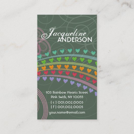 Visite Carte de profil Whimsical Rainbow Hearts Pink Swir (Devant)