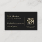 Visite Carte de protection exécutive QR Code Noir & Or (Dos)