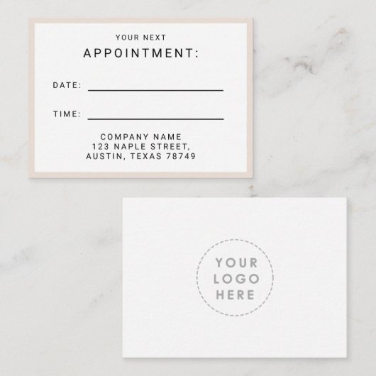 Visite Carte de rappel de nomination (Devant / Derrière)