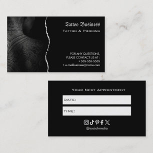 Visite Carte de rappel de rendez-vous de salon de tatouag