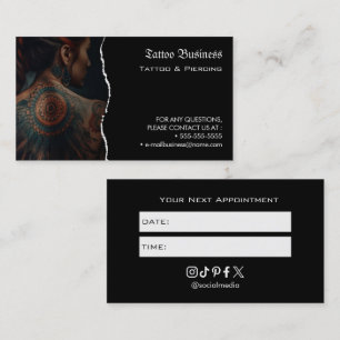 Visite Carte de rappel de rendez-vous de salon de tatouag