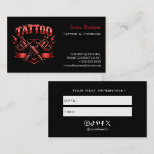 Visite Carte de rappel de rendez-vous de salon de tatouag