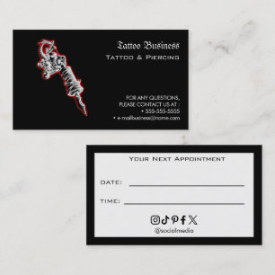 Visite Carte de rappel de rendez-vous de salon de tatouag