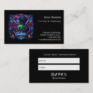 Visite Carte de rappel de rendez-vous de salon de tatouag
