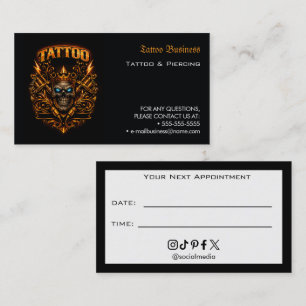 Visite Carte de rappel de rendez-vous de salon de tatouag
