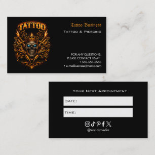 Visite Carte de rappel de rendez-vous de salon de tatouag
