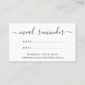 Visite Carte de rappel des repas du train alimentaire (Devant)