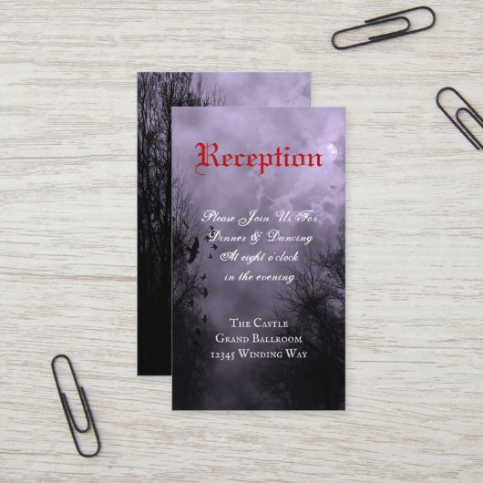 Visite Carte de réception modifiable Haunée Raven Purple  (Devant/Arrière en situation)