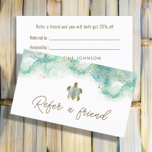 Visite Carte de recommandation de tortue de mer turquoise