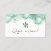 Visite Carte de recommandation de tortue de mer turquoise (Devant)