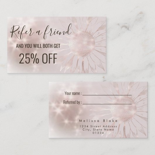 Visite carte de recommandation tournesol (Devant / Derrière)