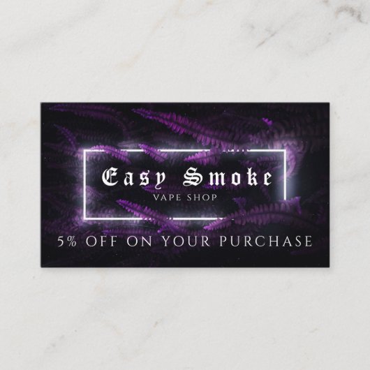 Visite Carte de réduction professionnelle Vape Shop (Devant)