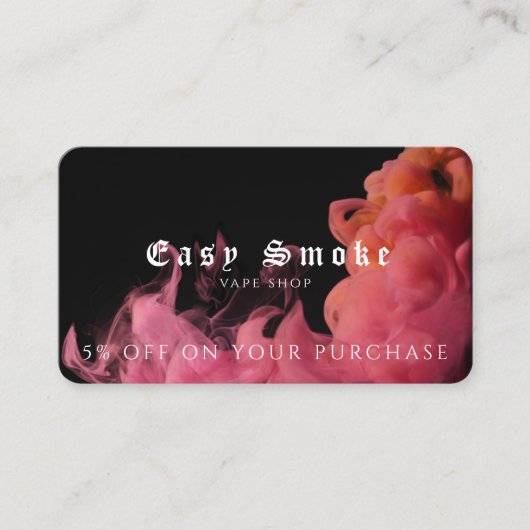 Visite Carte de réduction professionnelle Vape Shop (Devant)