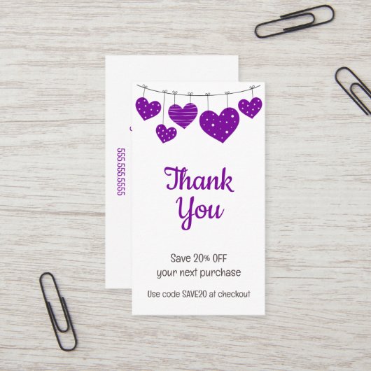 Visite Carte de réduction Purple Heart Garland (Devant/Arrière en situation)