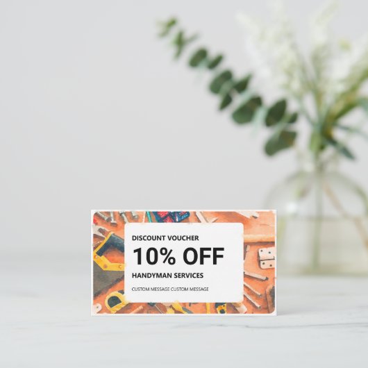 Visite Carte de réduction: Services Handyman (Debout devant)