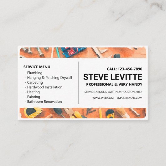 Visite Carte de réduction: Services Handyman (Dos)