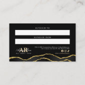 Visite Carte de référence de beauté en marbre noir et or (Dos)