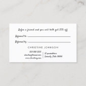 Visite carte de référence de la fausse parties scintillan (Dos)