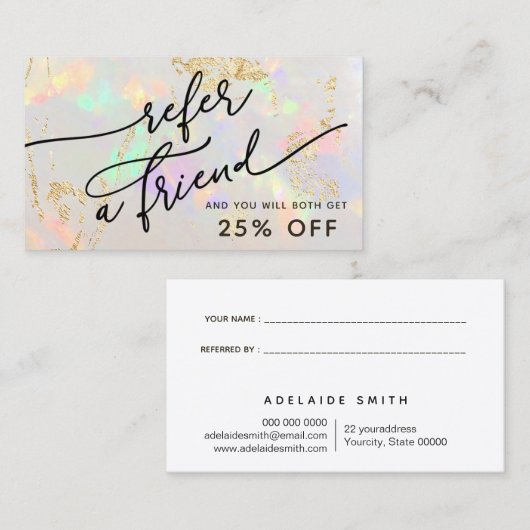 Visite carte de référence de texture opale blanche (Devant / Derrière)