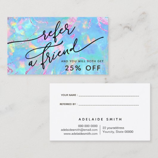 Visite carte de référence de texture opale bleue (Devant / Derrière)