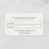 Visite carte de référence professionnelle de la boulanger (Dos)