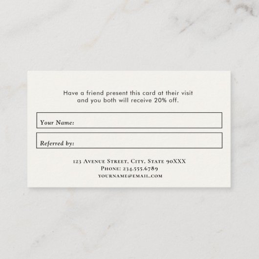 Visite carte de référence professionnelle de la boulanger (Dos)