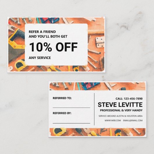 Visite Carte de référencement: Services Handyman (Devant / Derrière)