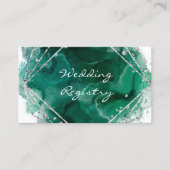 Visite Carte de registre de mariage vert et argent à join (Devant)